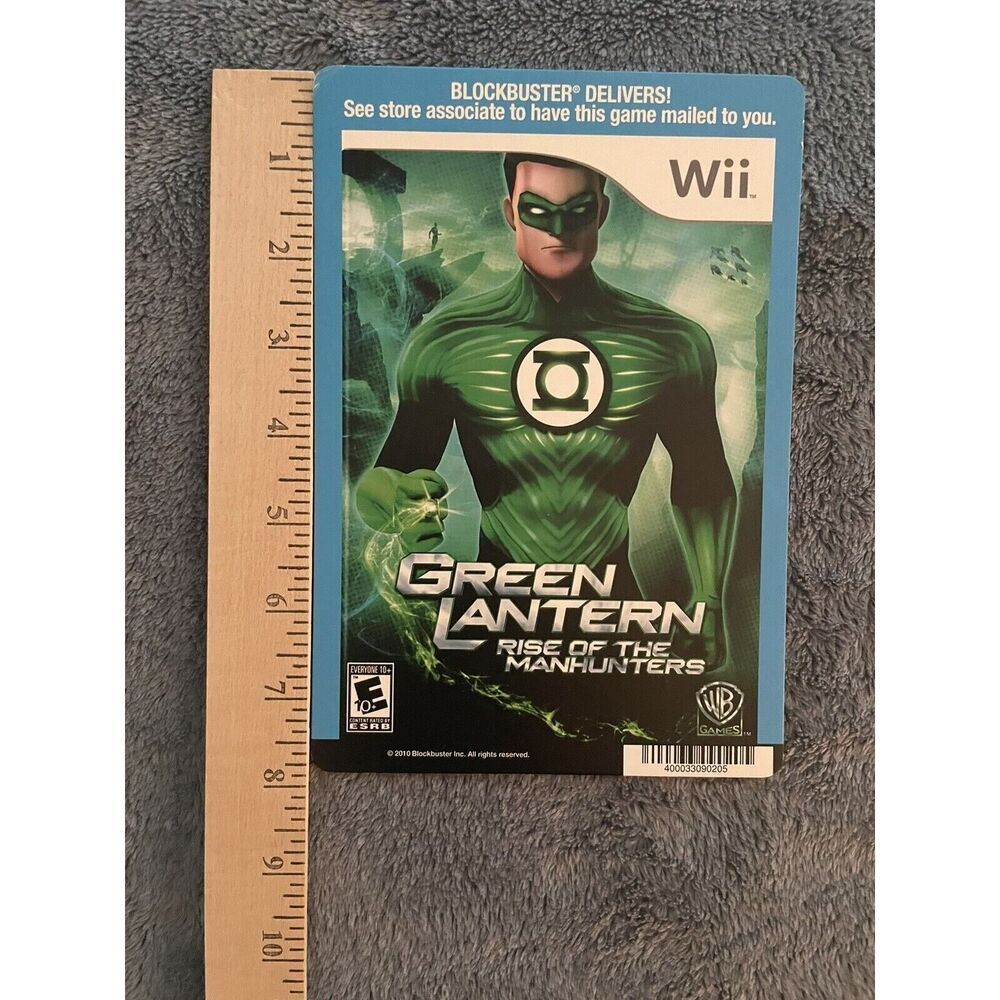 Wii Green‎ Lantern Manhunters Blockbuster Video Backer Card 5"X8"-NO GAME